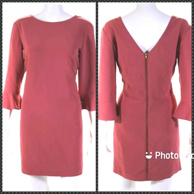Cooper & Ella Flounce Sleeves Dress Pink Size Medium Full Length Back Zip Lined
