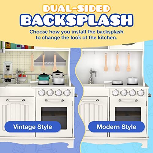 Play Kitchen Wooden Kitchen Playset for Toddlers & Big Kids Comes