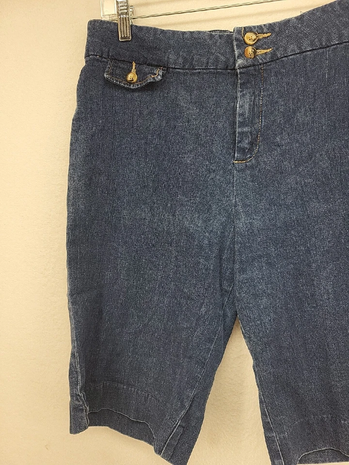 Pantalones Cortos Chadwick Mujer Azul 12 Denim Elastizados Bermudas Peddle-Pushers Informales Foto 4 de 4