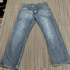 Flypaper Jeans Mens 33x30 Blue Denim Straight Leg Mid Rise Embroidered Casual