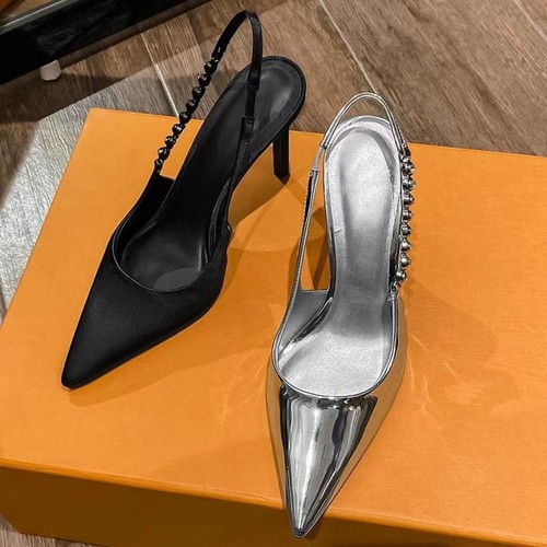 Patent Leather Pointed Toe Shoes Retro Stiletto Heeled Shoes Summer