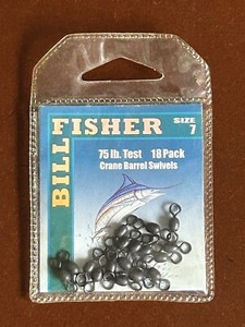 BILL FISHER (QTY. 17) size 7 CRANE BARREL SWIVELS 75 lb. Test
