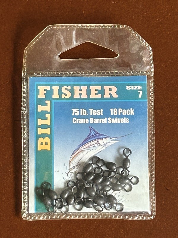 BILL FISHER (QTY. 17) size 7 CRANE BARREL SWIVELS 75 lb. Test