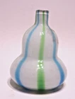 Vintage Murano Bud Vase Gourd Striped Hand Blown Art Glass Mid Green/Blue/White