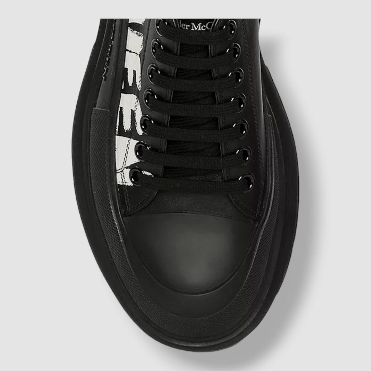 $950 Alexander McQueen Mens Black Leather Lace-Up Sneaker  display picture 2
