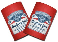 Budweiser (2) Official Coozies Beer Can Cooler NEW Neoprene Cozys LICENSED