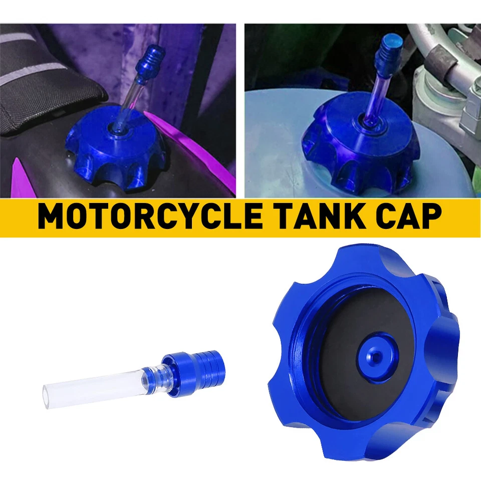 For Kawasaki KX65 KX85 KX100 Motorcycle CNC Gas Fuel Tank Cap Cover Pipe Blue - Image 4 of 4