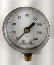 1 USED ASHCROFT 595-07 0-160 PSI 2" DIA PRESSURE GAUGE  MAKE OFFER  