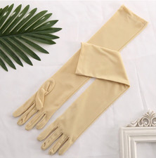 Champagne Gloves Ivory Medium 45cm Stretch Matt Op ra Burlesco Pinup Retro