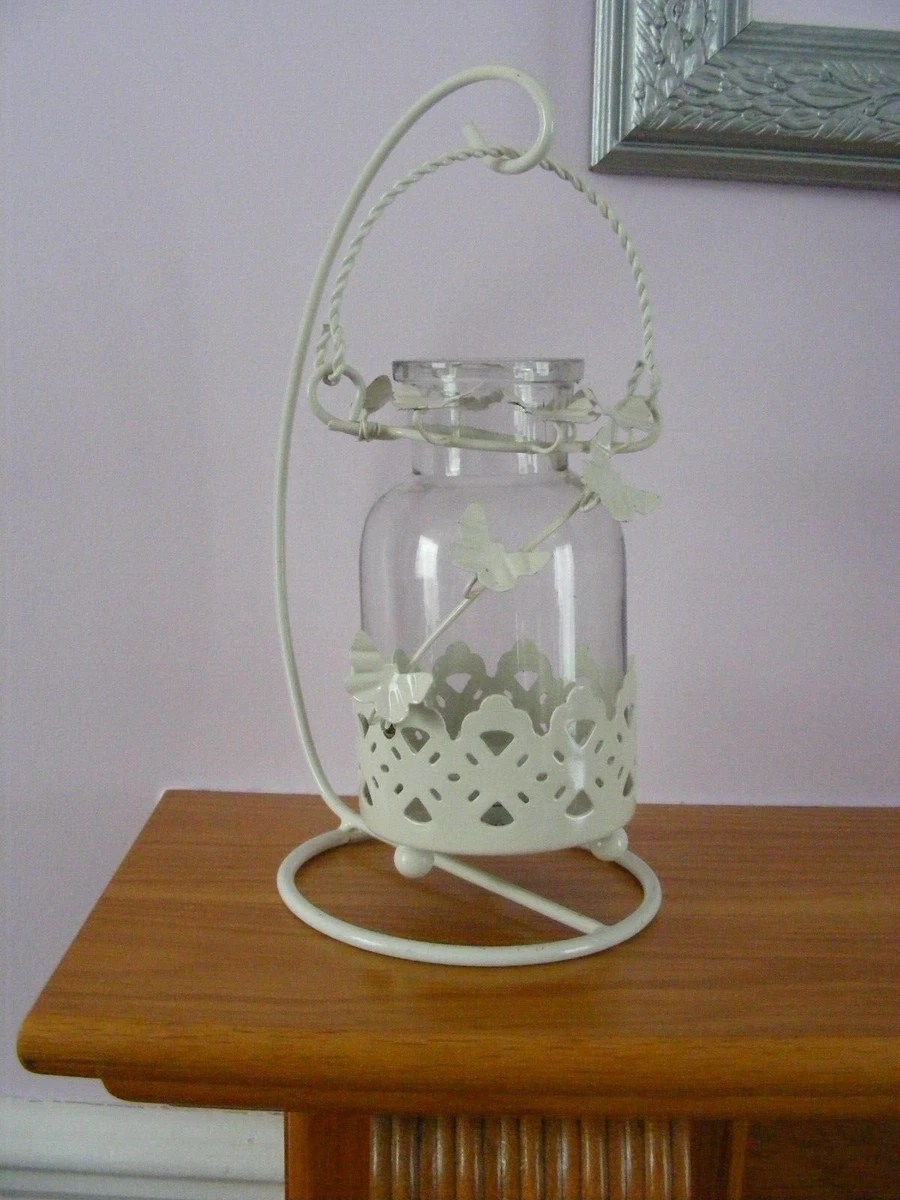 Laura Ashley Glass Enamel Hanging Standing Lantern Tea Light Candle Holder
