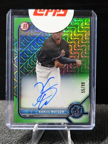 2022 Bowman Chrome Khalil Watson Green Mega Box Mojo Auto /99 Marlins BCMA-KW