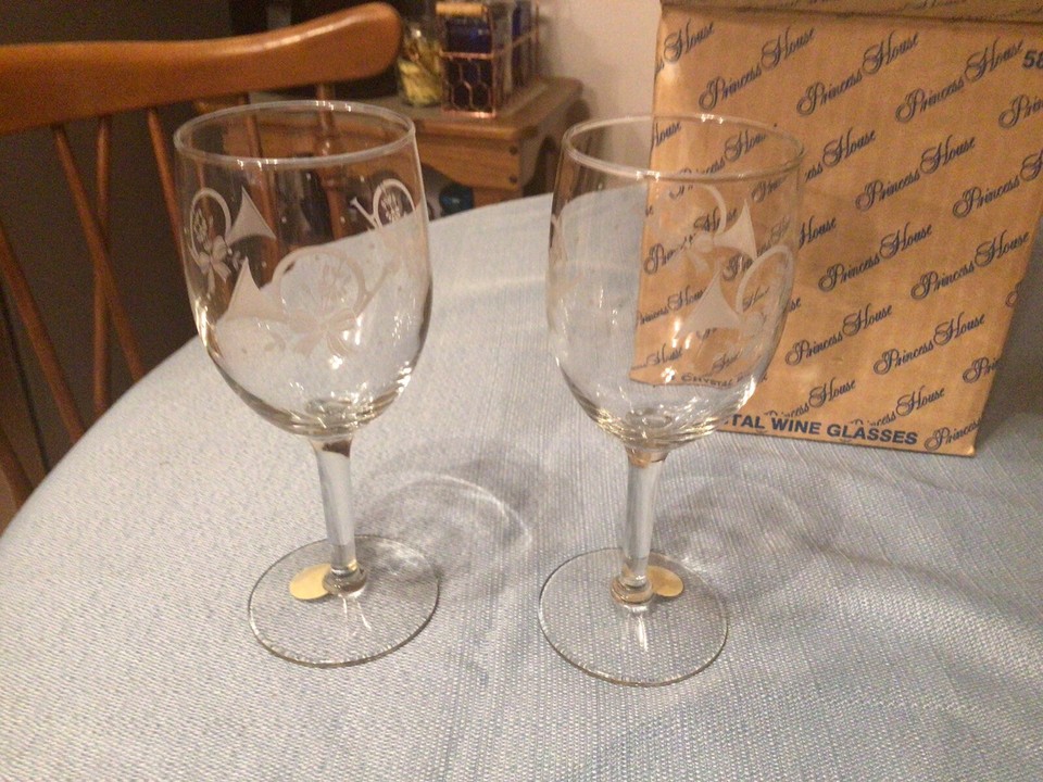 Vintage French Horn Princess House Crystal Wine Glasses eBay