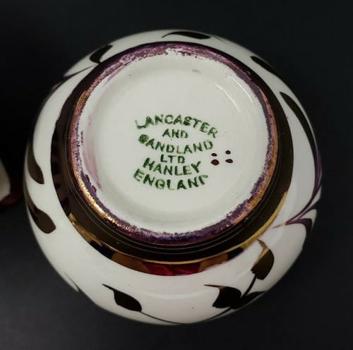 Sandland Ware Copper Lustre Small Creamer & Sugar Bowl Hand-Painted Porcelain - Picture 11 of 12
