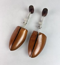 Vintage R Wooden Shoe Trees Stretchers Adjustable Brown