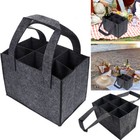 6-Grid Wine Carrier Felt Portable Wine Gift Bag Wine Storage Box with Handle