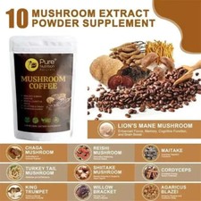 Café en poudre bio 10 champignons cerveau et mémoire Hericium Erinaceus 100 g