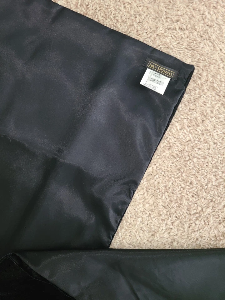 Vestido Jessica McClintock Vintage Terciopelo Envolvente Chal Formal Vacaciones Satén 20x88 Foto 4 de 4