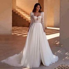Simple Wedding Dresses Sweetheart Backless Bridal Gowns Long Sleeves Robe A-Line
