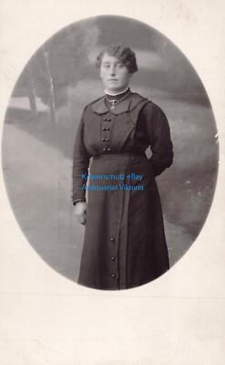 Photo postcard woman studio Ravensburg around 1914 probably room or from Aulendorf
