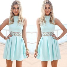 Summer Women Lady Lace Sleeveless Cocktail Evening Party Beach Dress US STOCK