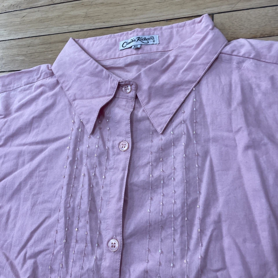 Top con botones CLAUDIA RICHARD para mujer XL Y2k joya de hadas cuentas abuela costera XL Foto 3 de 4