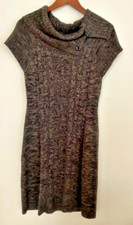 Women's Calvin Klein Brown Short Sleeved Sweater Dress Cowl Neck Sz MP