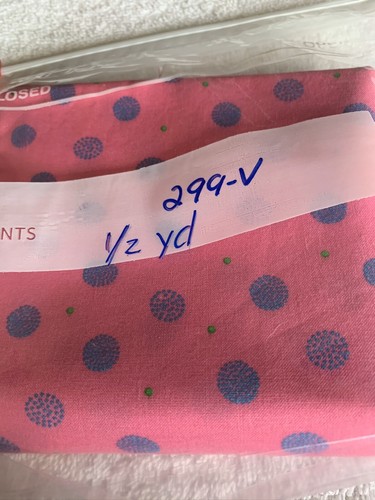 1/2 Yd Pink Fabric W Blue & Green Dots Cotton Fabric (299v) - Picture 3 of 3