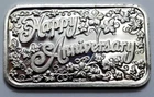 "HAPPY ANNIVERSARY" 1 Oz 999 SILVER BAR 1987 CROWN MINT VINTAGE RARE BAR