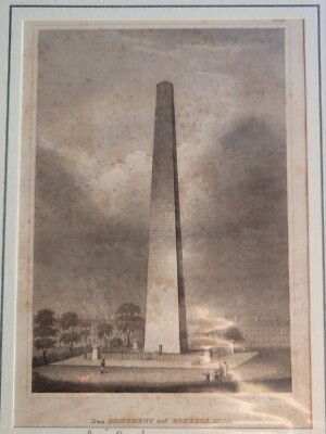 Stahlstich Druck Boston Monument Bunkers Hill Lithographie 
