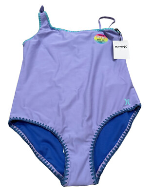 NEW Hurley Girls Asymmetrical One-Piece Swimsuit Purple Size X-Large XL NWT