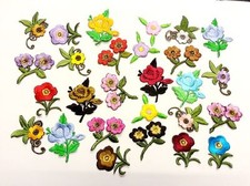 CraftbuddyUS 10pcs Iron On Fabric Flower Motif Embroidery Patches, DIY, Sewing