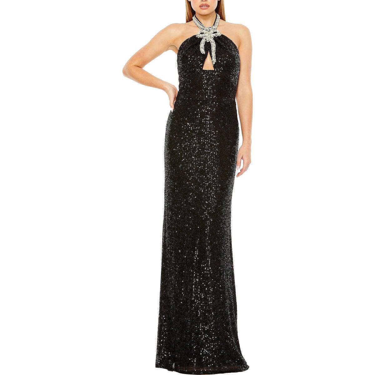 Женское вечернее платье Ieena for Mac Duggal, черное, с украшениями, 14 BHFO 5590