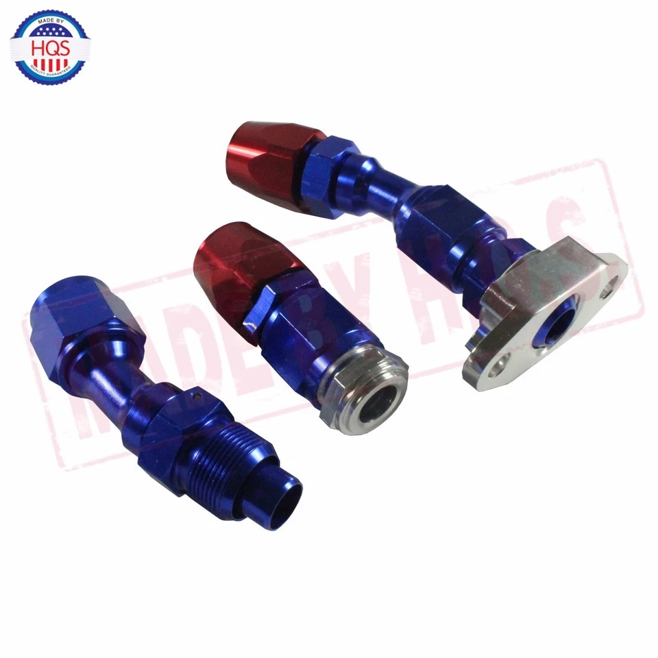 BRAIDED TURBO CHARGER/TURBO OIL 17" Return Drain Line 10AN FITTING KIT + Gasket Foto 3 de 4