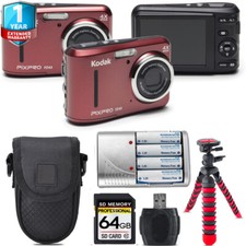 Kodak PIXPRO FZ43 Digital Camera Red Extra Battery 1 Yr Warranty -64GB