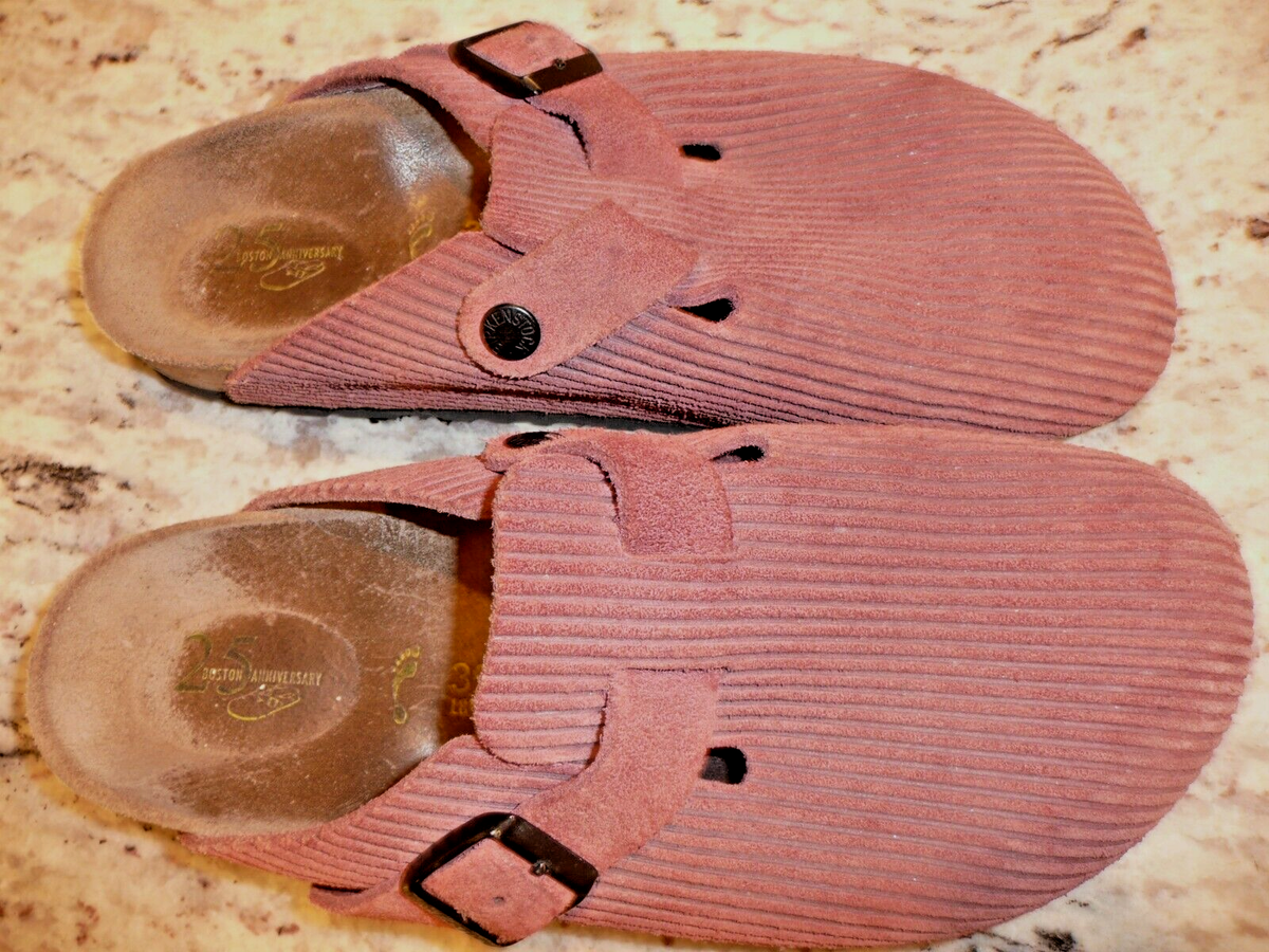 Birkenstock Boston 25th Anniversary Maroon Corduroy Sandals