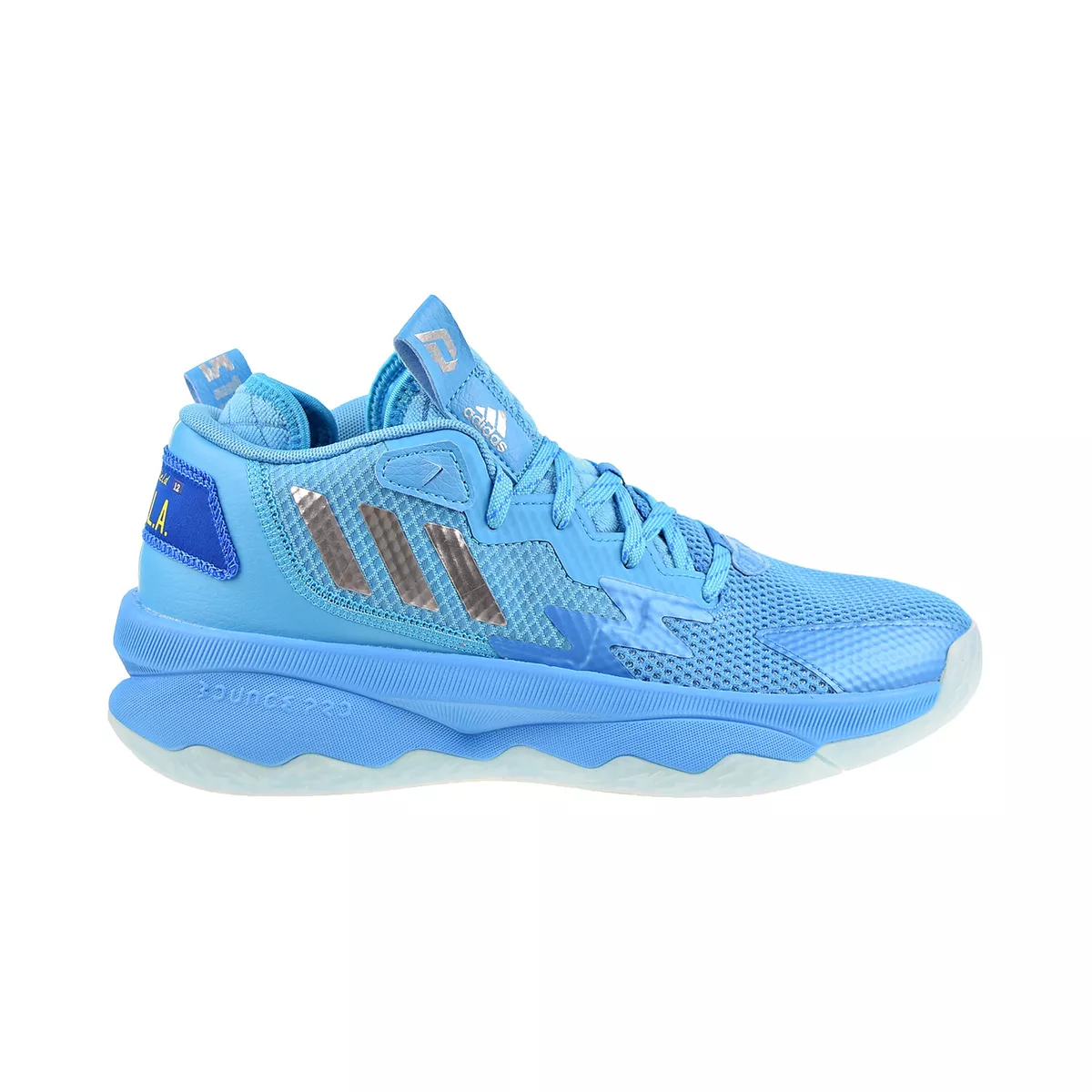 Adidas Dame 8 J Big Kids Shoes Signal Cyan Silver Metallic Shock