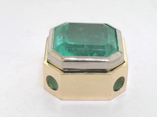 Smaragd Anhänger 750 Gelbgold 18Kt Gold kolumbianischer Smaragd 18ct Zertifikat - Bild 7 von 10