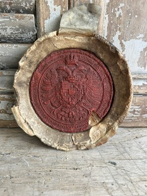 16thC Holy Roman Emperor MAXIMILIAN II Red Wax Imperial Seal Habsburg COA
