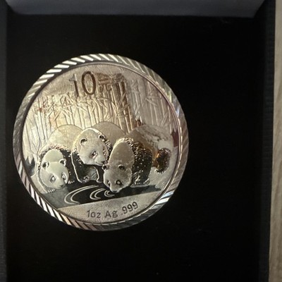 China Panda 10 Yuan 1oz Silver Coin .999Money Clip with Box and Certificate