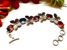 Multicolor Gemstone Handmade 925 Sterling Silver Jewelry Bracelet Sz-7-8''