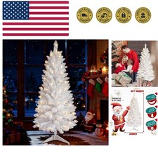 4ft Artificial Full White Christmas Tree with Separate Lights, Not Pre-lit Mi...