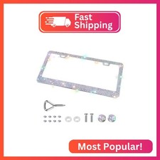 QUANQIUFEI Bling License Plate Frames for Women, Sparkly Rhinestone Diamond Car