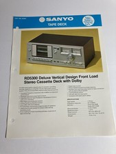 Sanyo RD5300 Deluxe Stereo Cassette Deck Dolby Specification Sheet 1976