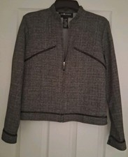 Sag Harbor Womens 2 Piece Suit Size 8 Gray Jacket And Slacks Long Sleeve Tapered