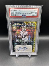 2023 Panini Mosaic Josh Jacobs Black Gold Choice Signature Auto #1/8 PSA 10