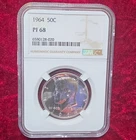 Kennedy Silver Half Dollar 50C NGC PF68 1964 Proof 0.9 Fine Philadelphia