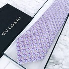 Bvlgari Purple Silk Tie with Gentleman Hat Logo Design 3.7 Inch Wide New