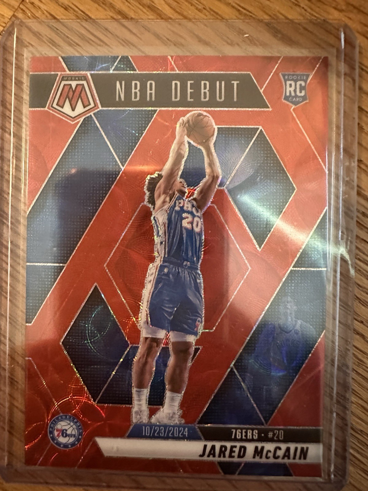 JARED MCCAIN 2024-25 MOSAIC NBA DEBUT ROOKIE International Red Mosaic RC /75