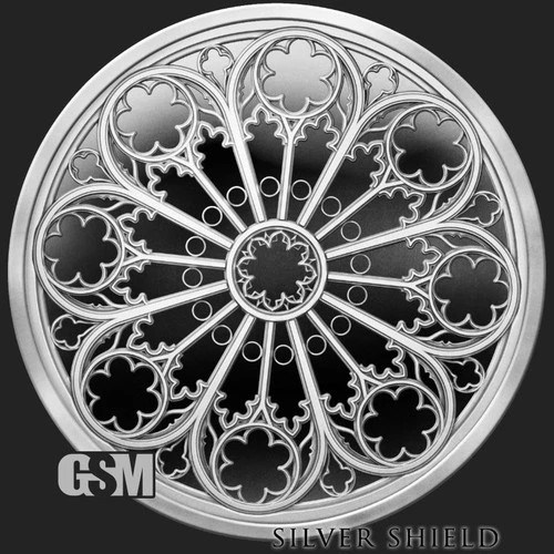 2026 Silver Shield ROSE WINDOW v2 - 1oz .999 Silver Proof - Pre Sale