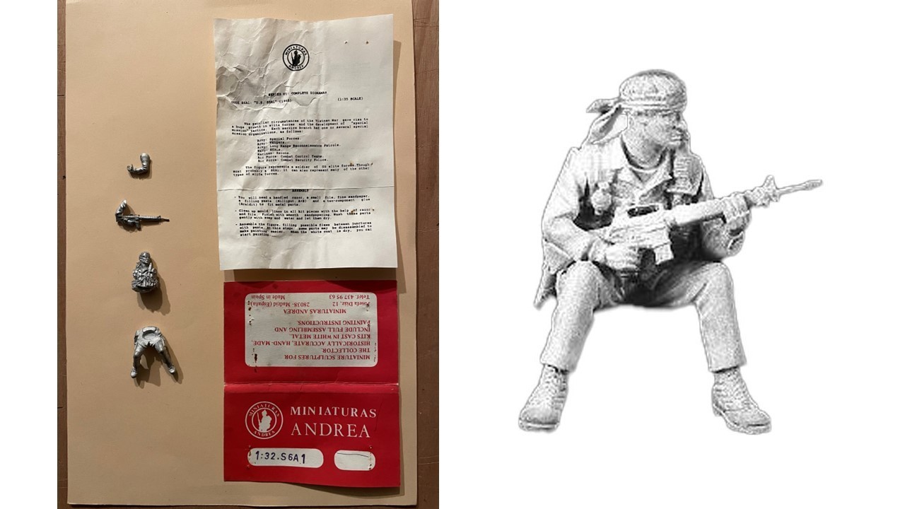 Andrea Miniatures S6A1 figurine rare USN Seal Vietnam 1/32 haute précision en métal blanc